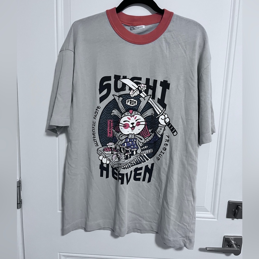 Zara Men’s Sushi Heaven Print Short Sleeve Tee - Made in Portugal -Size L